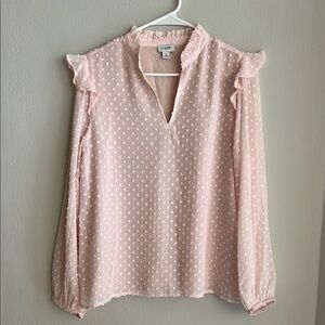 J. Crew Pink Ruffled Flutter Sleeve Blouse